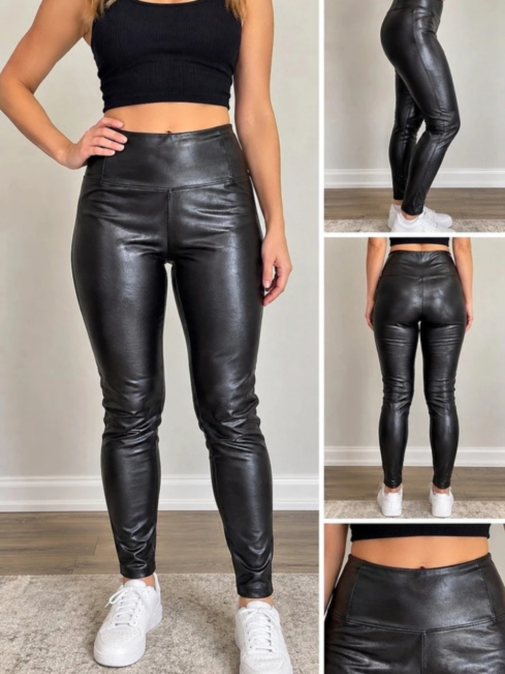 🖤 BP. Black High-Waisted PVC Faux Leather Leggings – Medium